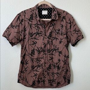 Men’s Short-Sleeve Mauve Floral Print Shirt